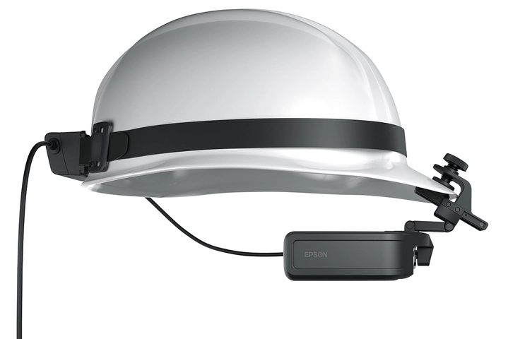 Epson's Moverio on a construction helmet