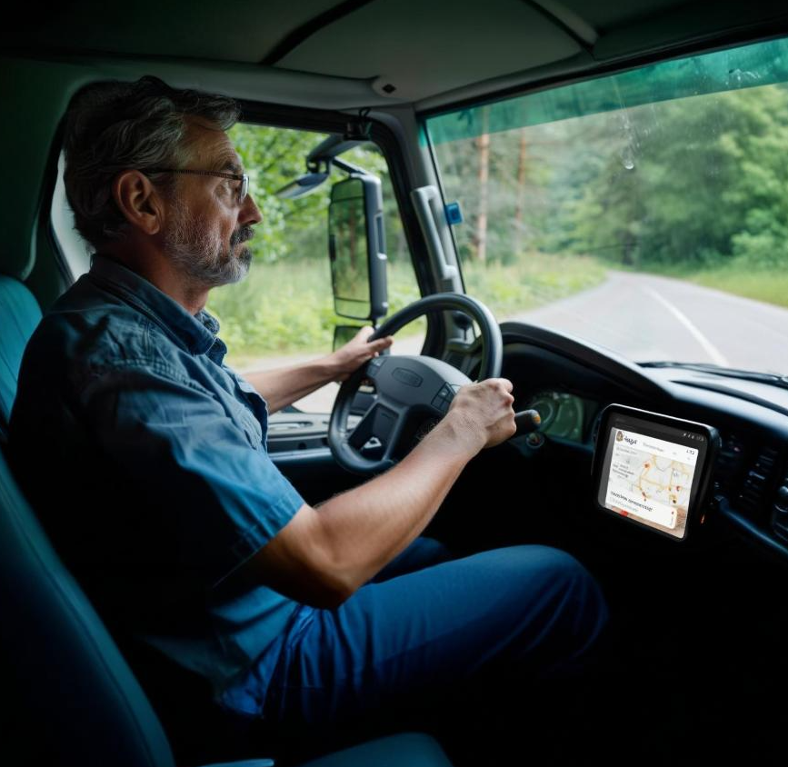 a man driving a truck