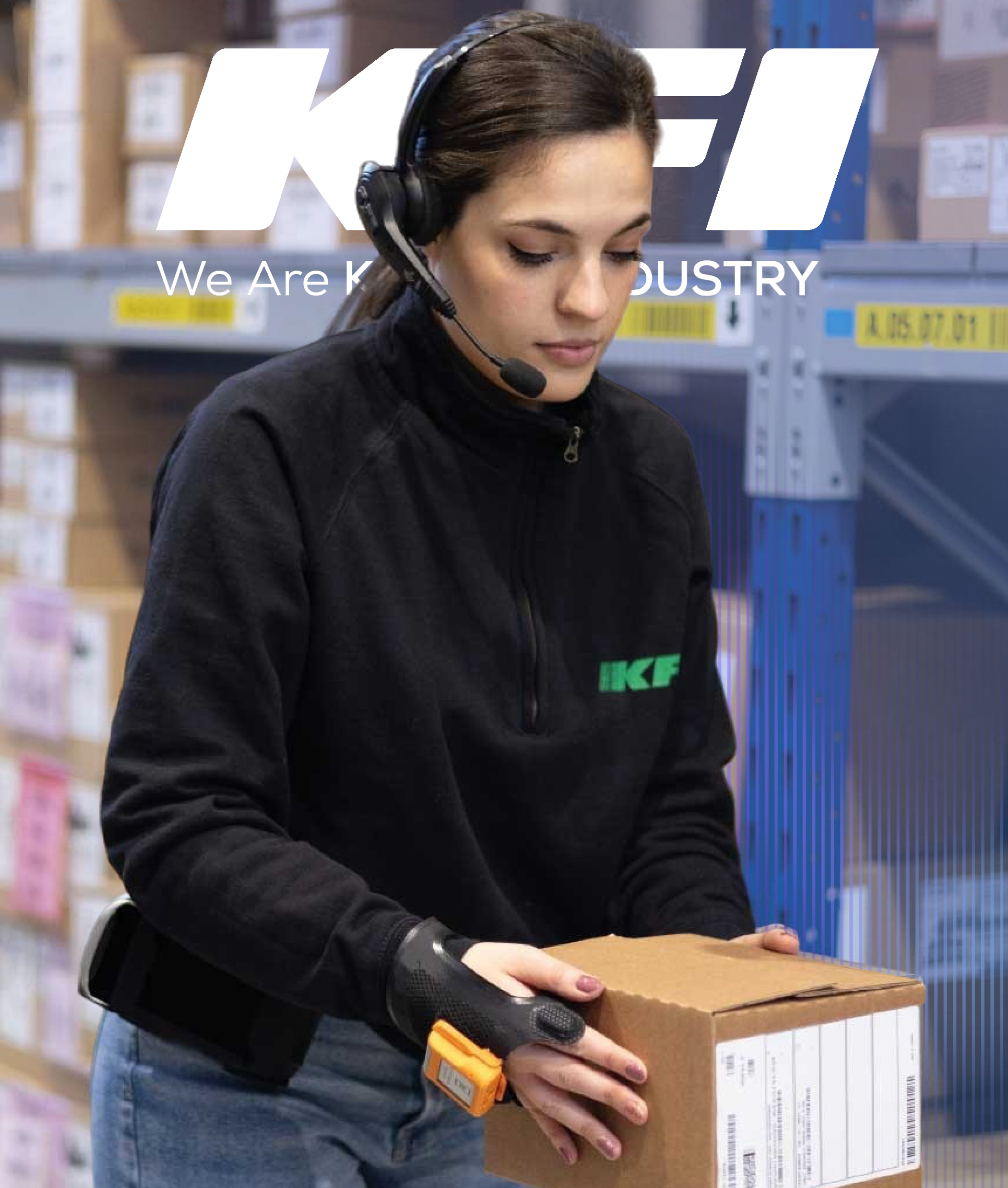 Warehouse worker with headset